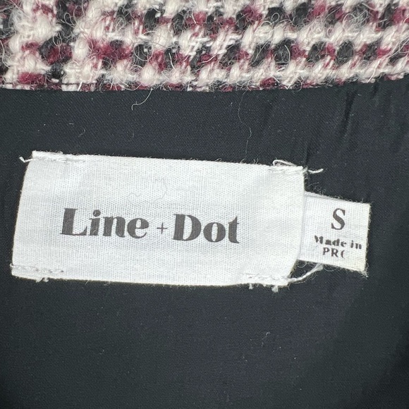 LINE + DOT Plaid Wool Tweed Crop Asymmetrical Balloon Sleeve Top Size Small - Picture 3 of 8